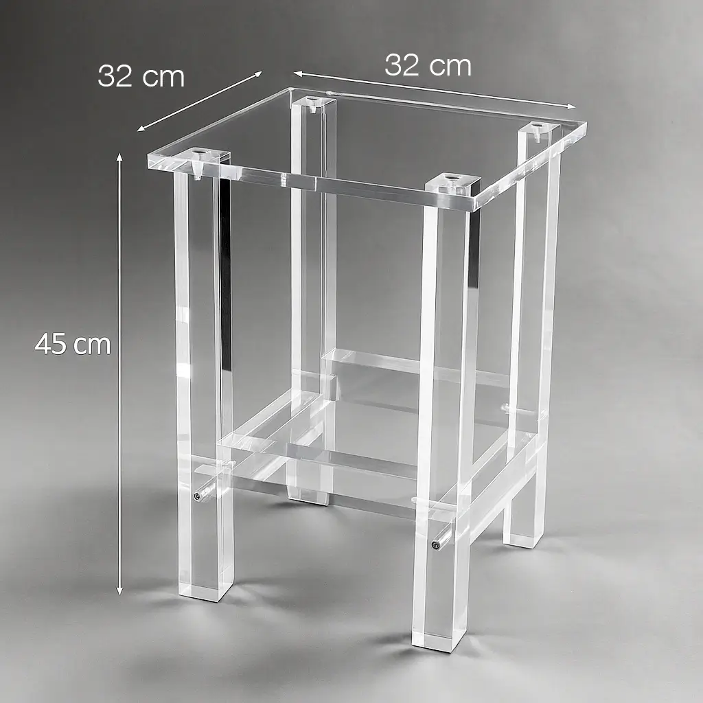 Tabouret carre transparent en Plexiglass