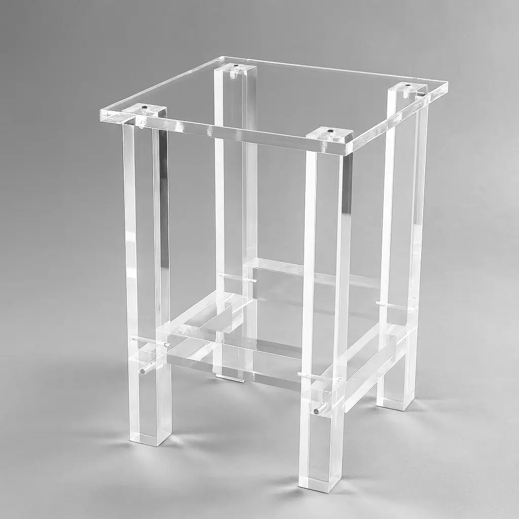 Tabouret carré transparent en Plexiglass