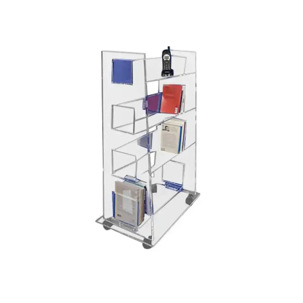 Bibliothèque transparente à roulettes