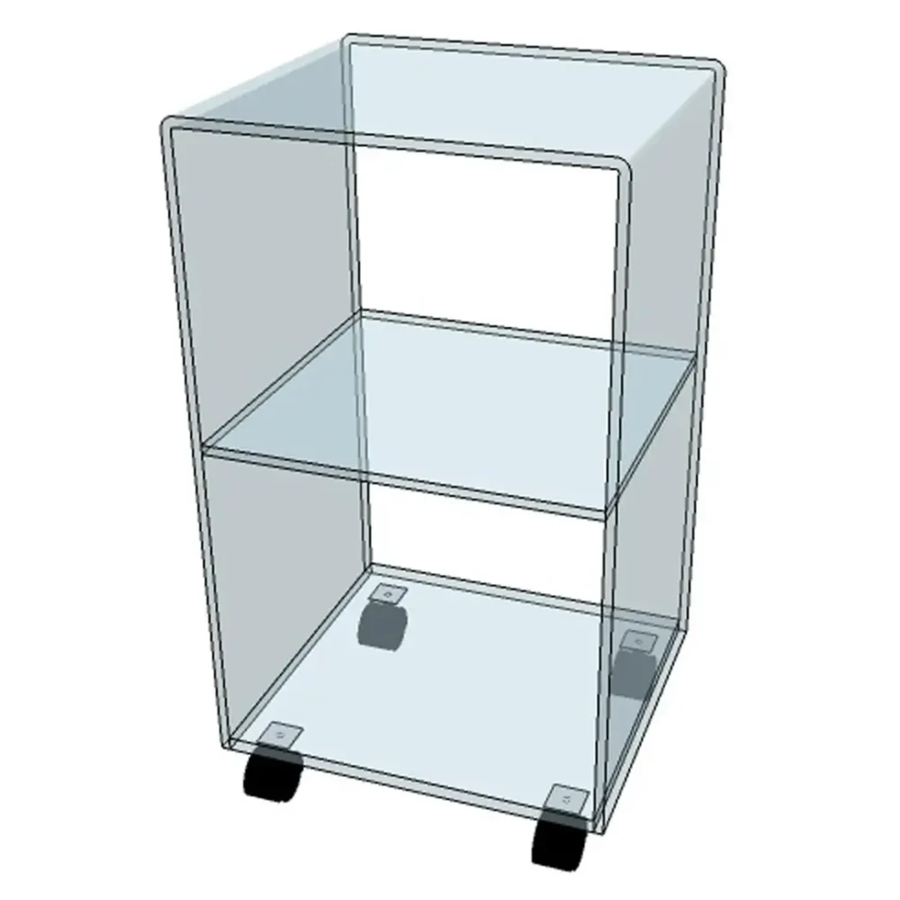 Caisson transparent en Plexiglass sur roulette