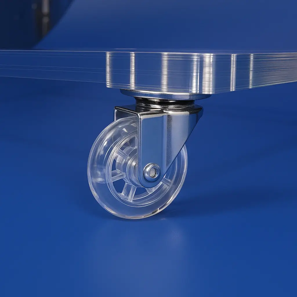 Roulettes transparentes table basse plexi