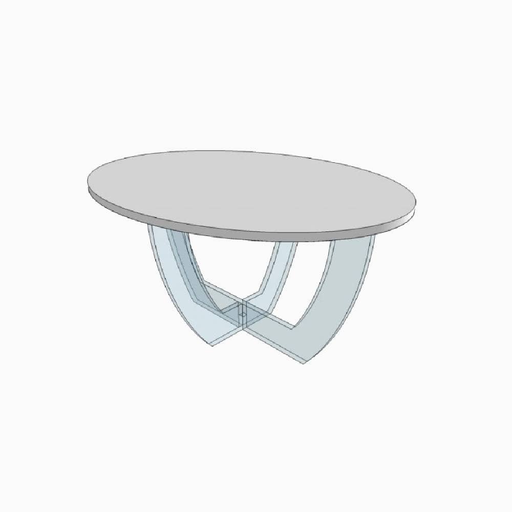 Table basse ovale en plexiglass blanc