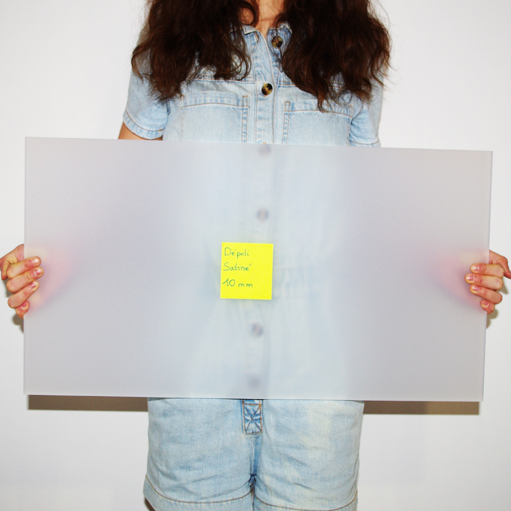 Plaque Plexiglass Translucide Dépoli Satiné Mat sur mesure - 10 mm 19 PMMA transparent depoli satine 10 mm