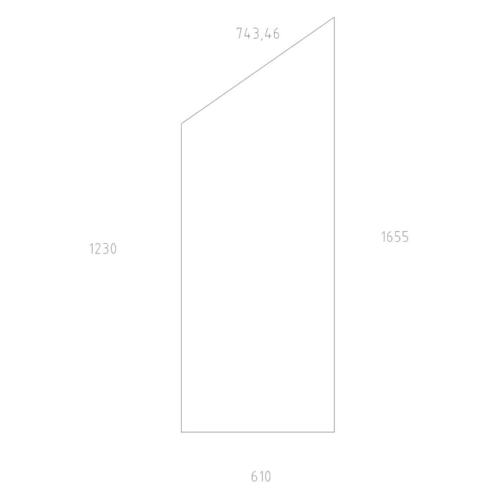 Trapèze Polyacrbonate épaisseur 3 mm Dimensions 1655 x 610 x 1230 x 743 mm