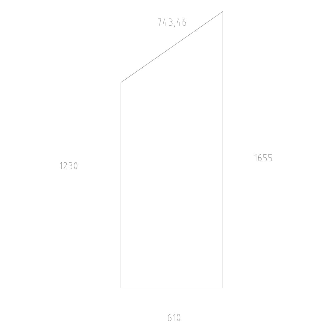 Trapèze Polyacrbonate épaisseur 3 mm Dimensions 1655 x 610 x 1230 x 743 mm