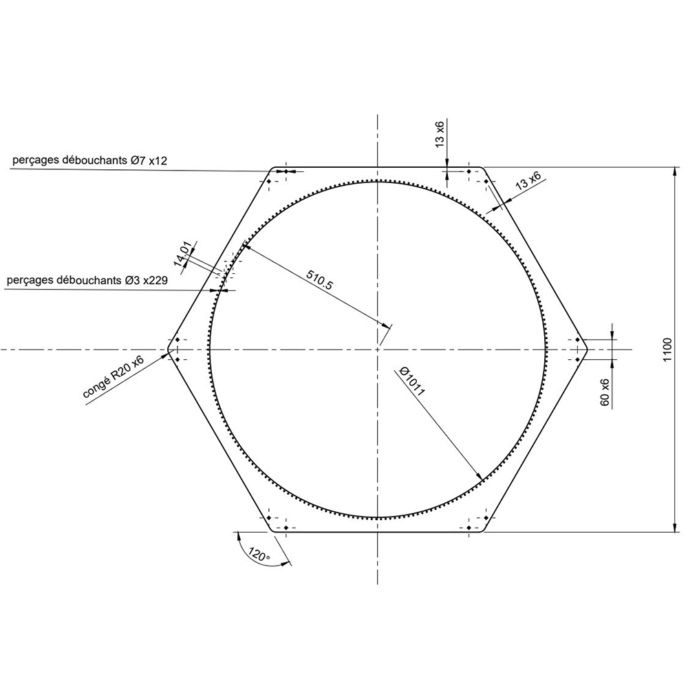 Découpe Plexiglass Hexagone sur mesure 3 mm Coulé CN Transparent