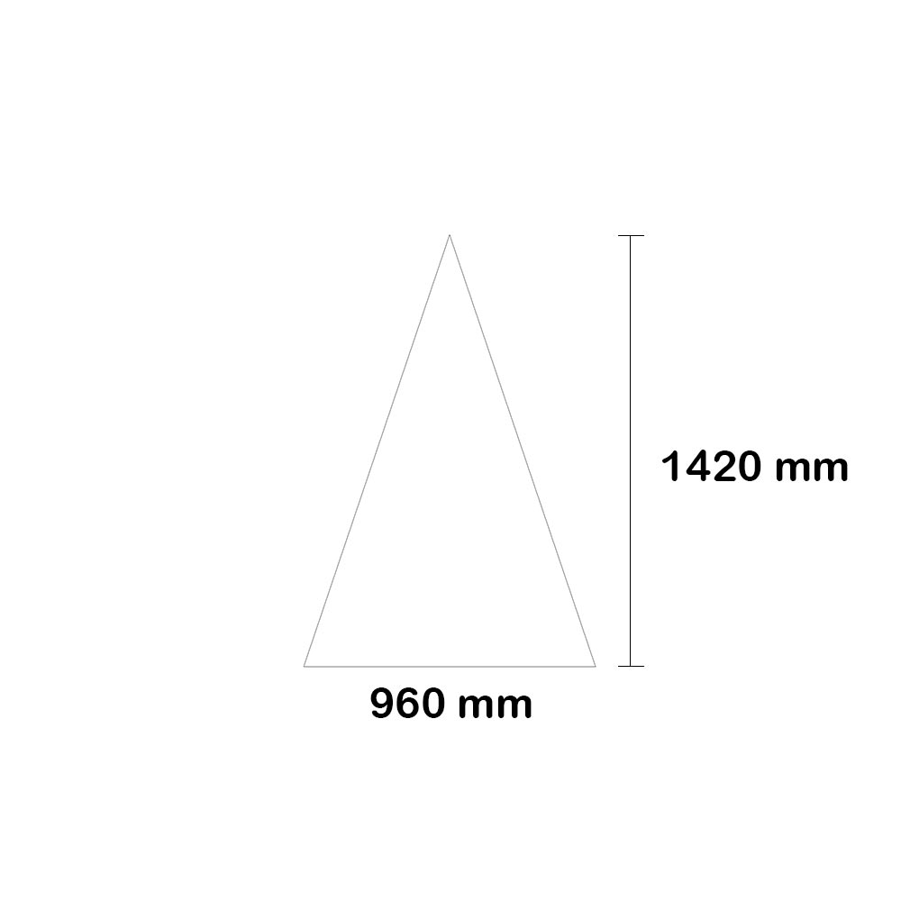 Triangle isocèle transparent 960 x 1420 mm Plexiglass coulé épaisseur 4 mm