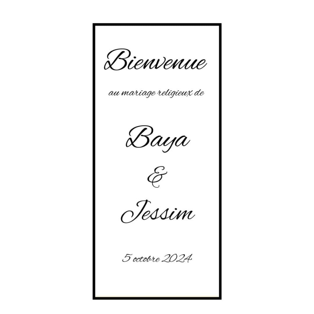 Plaque Plexiglass Mariage impression blanc sur Plexiglas transparent 120 x 55 cm