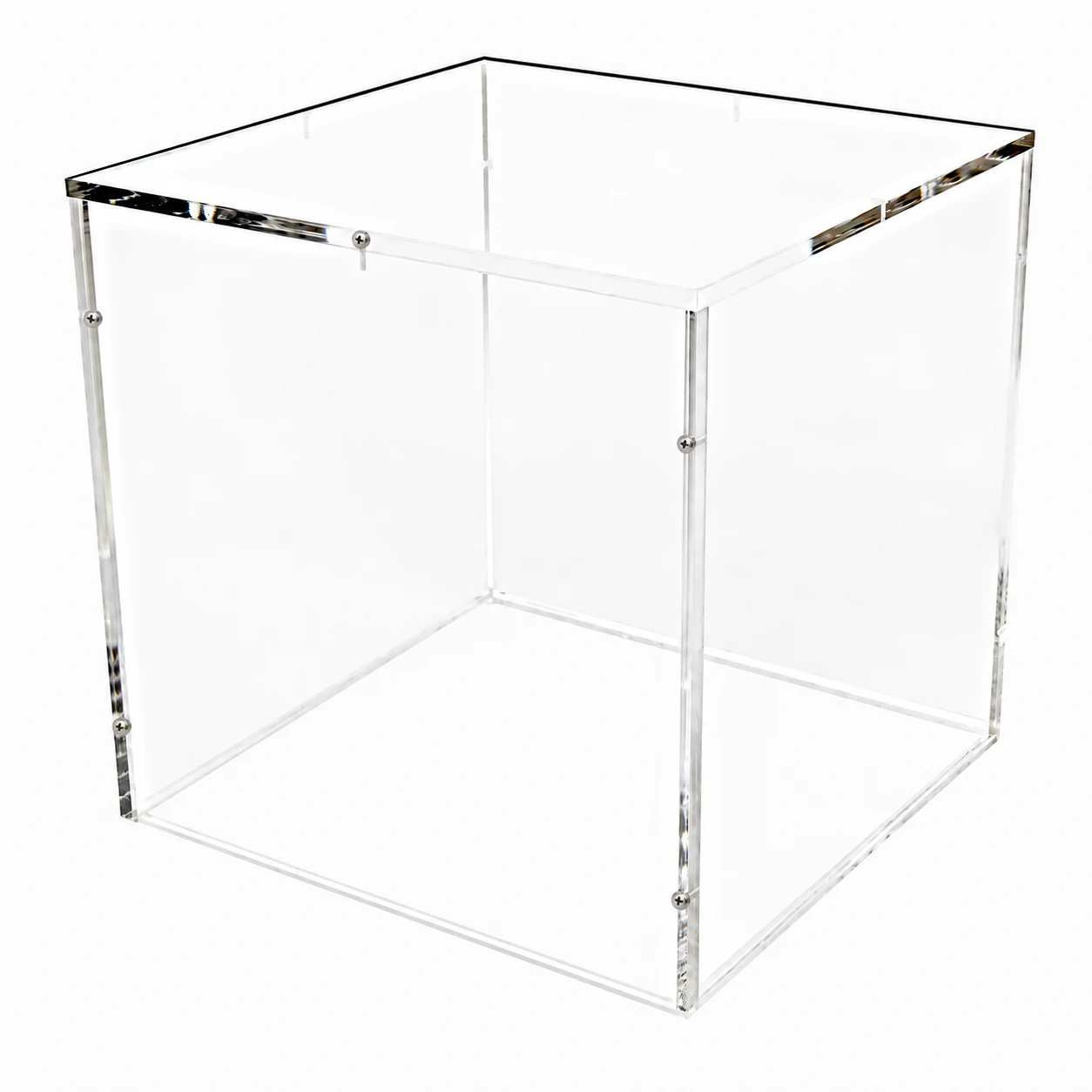 Caisson transparent en Plexiglass à 5 faces sans socle, avec vis inox