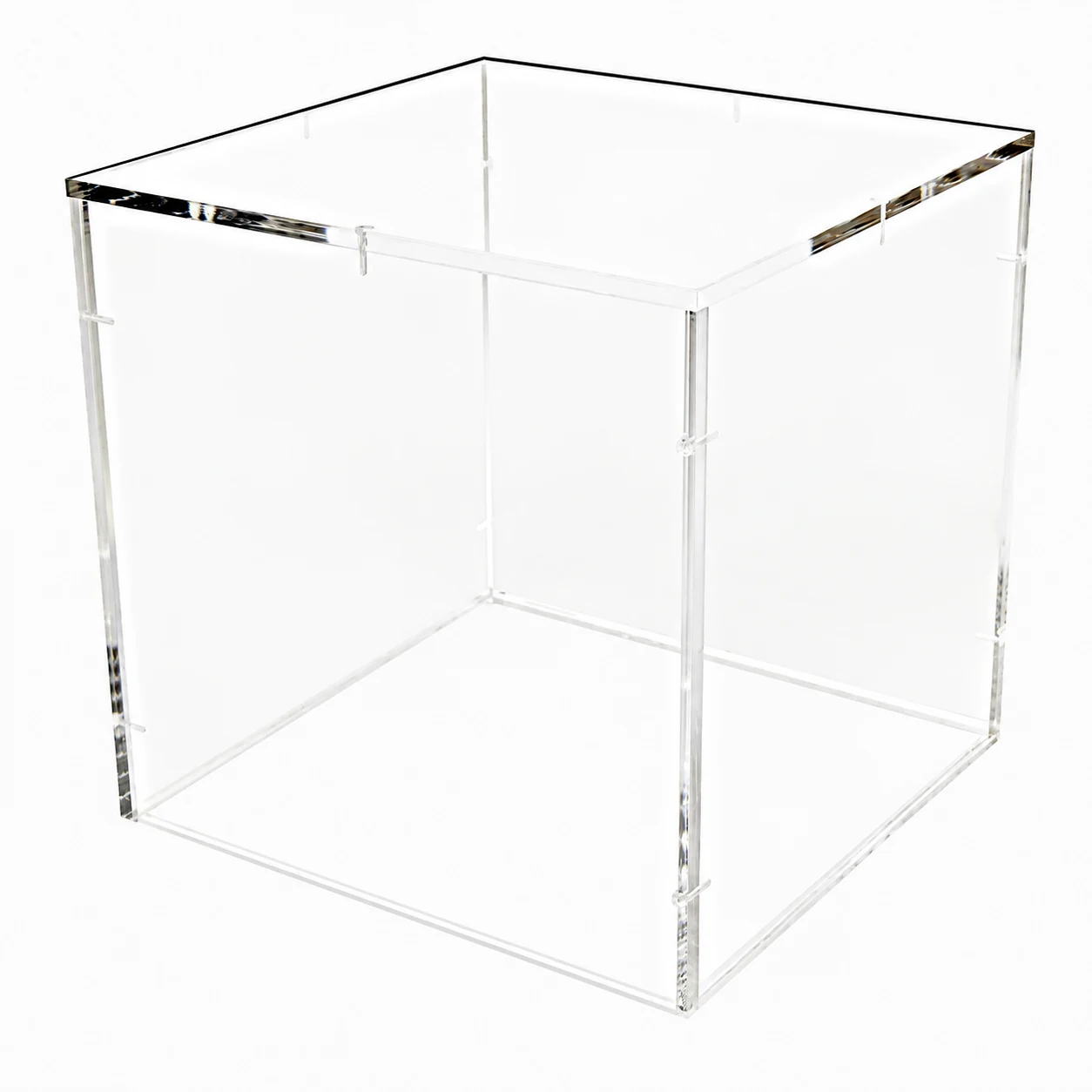 Caisson transparent en Plexiglass à 5 faces sans socle, avec vis transparentes en polycarbonate