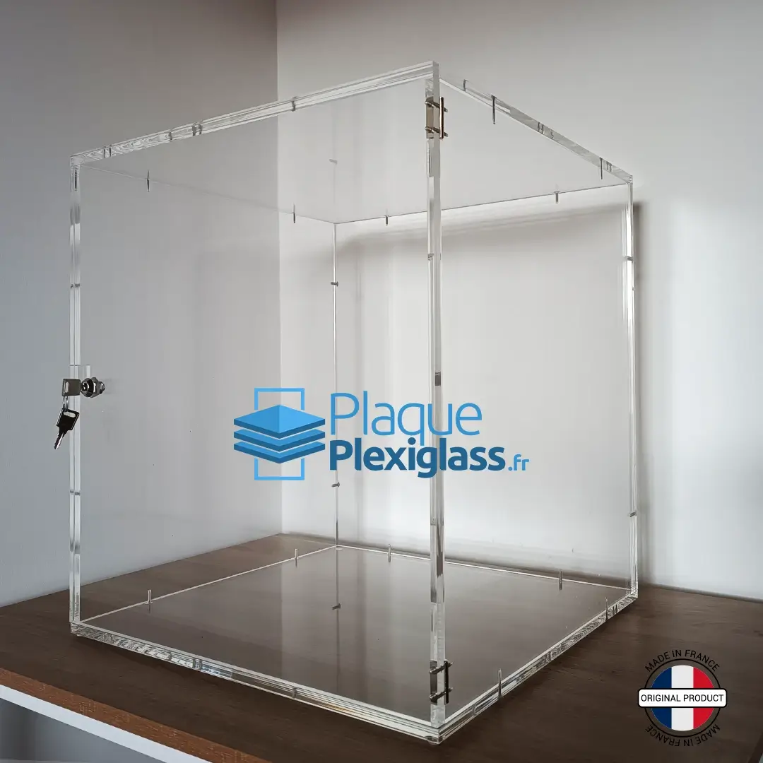 Vitrine transparente sur mesure cle serrure