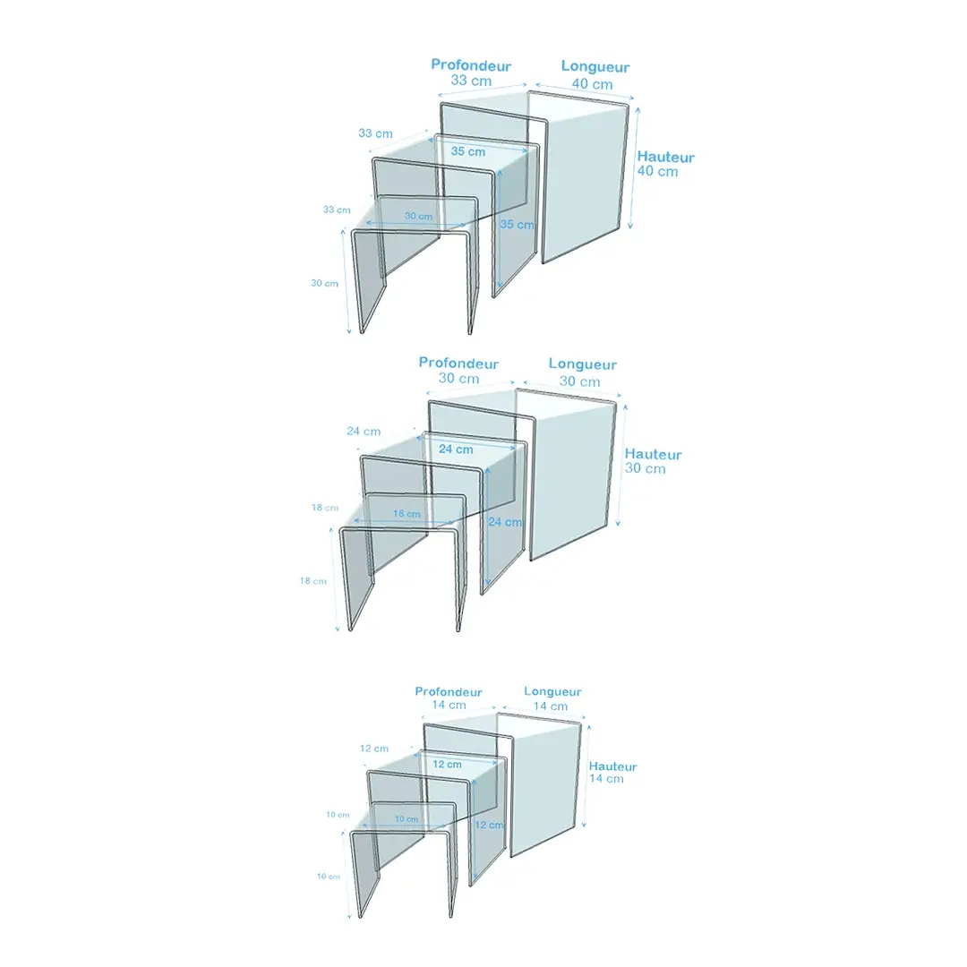 Table Basse Gigogne Transparente en Plexiglass