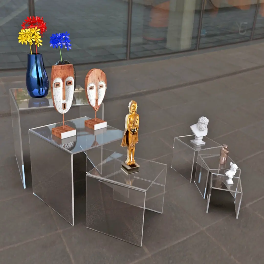 Table Basse Gigogne Transparente en Plexiglass