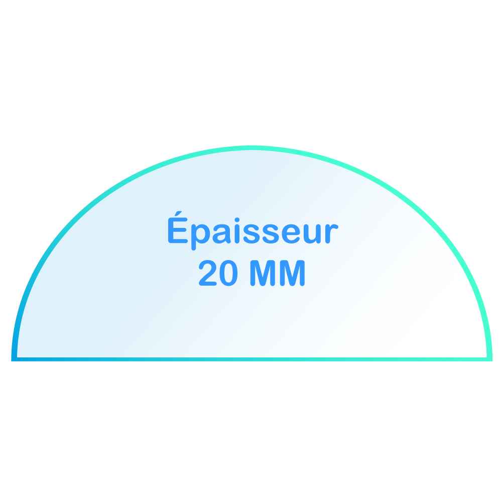 Demi cercle plexiglass transparent sur mesure épaisseur 20 mm