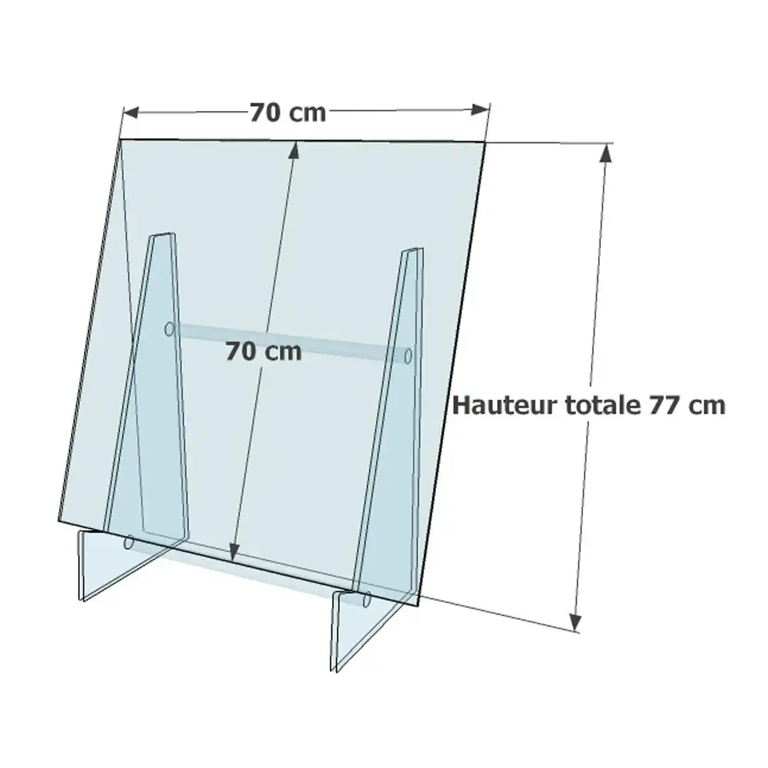 Chevalet de table transparent pour grand tableau 3 Dimensions du chevalet de table transparent pour grand tableau