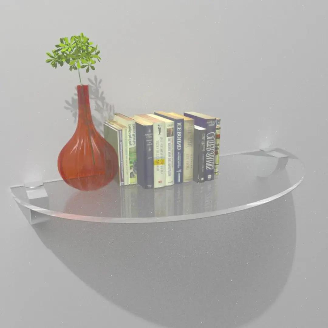 Etagère murale transparente arrondie en plexiglass 50 cm 8 mm
