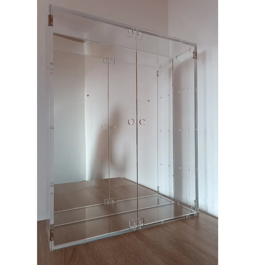 Vitrine Transparente sur Mesure avec Fond Miroire et Porte Aimantée