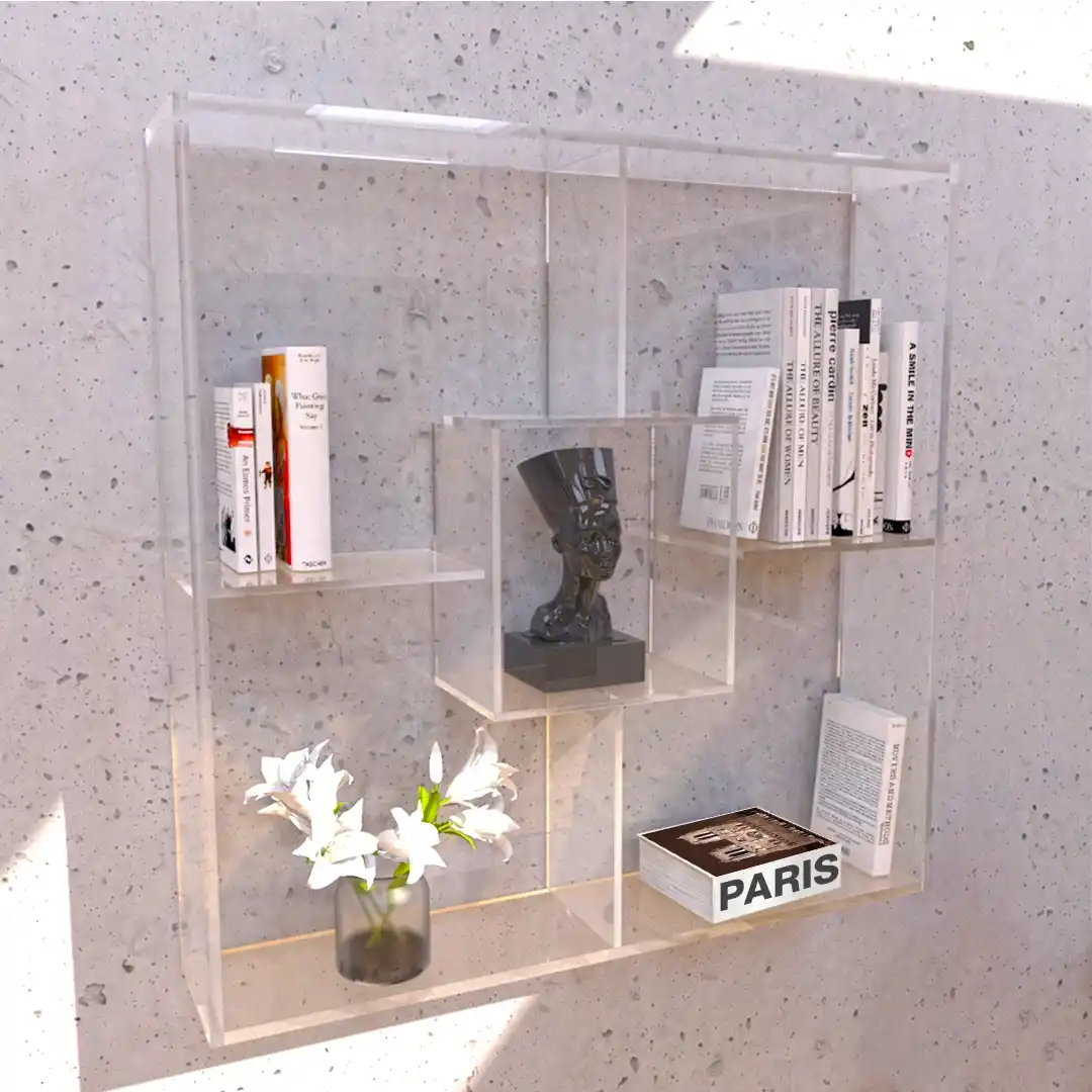Bibliothèque Murale Transparente en Plexiglass