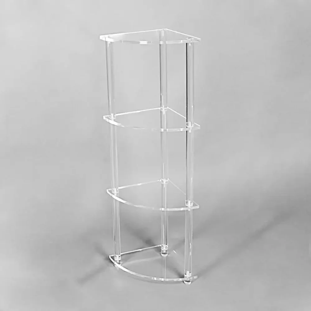 étagère d'angle transparent plexiglass hauteur 93 cm rayon 25 cm