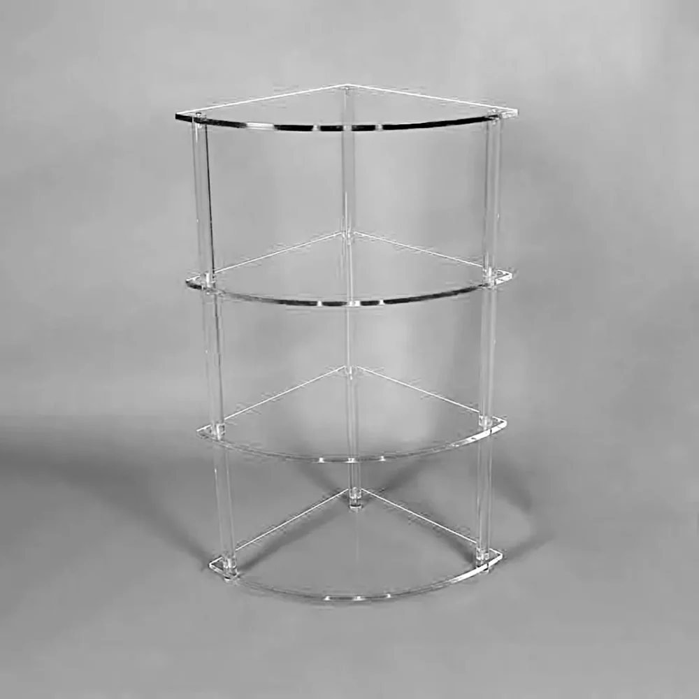 étagère d'angle transparent plexiglass hauteur 93 cm rayon 40 cm