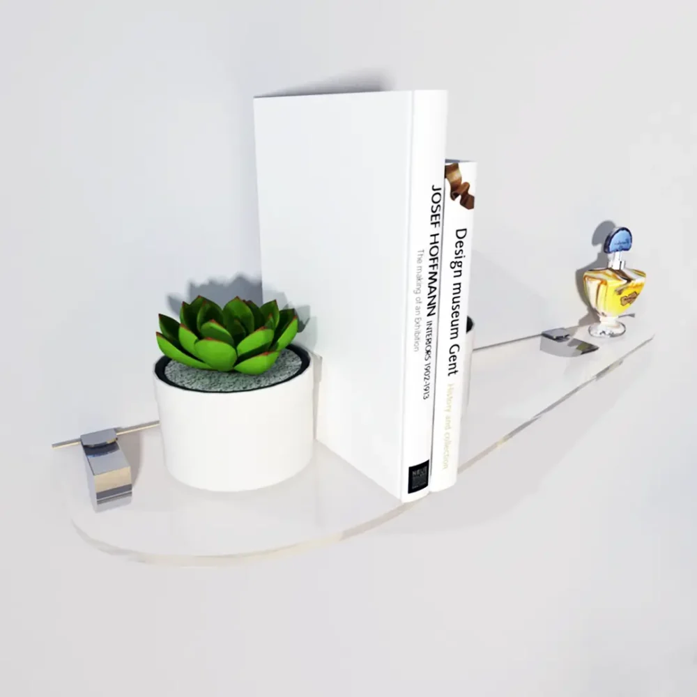 Tablette murale transparente en Plexiglass - Modèle allongée Oblong