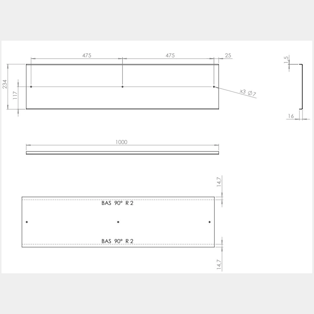 Decoupe Sur Mesure Plexiglass Plie XT 2MM 1000 sur 234 MM Suivant Plan