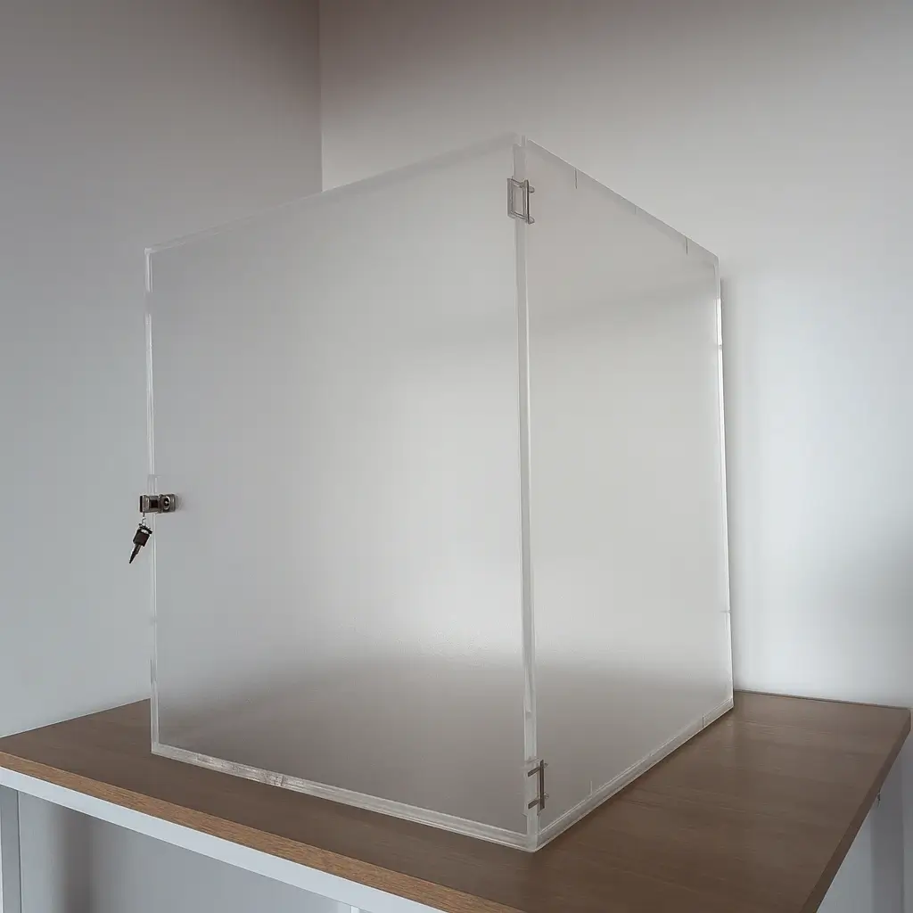 Vitrine Plexiglass Blanc Dépoli sur mesure Effet Givre
