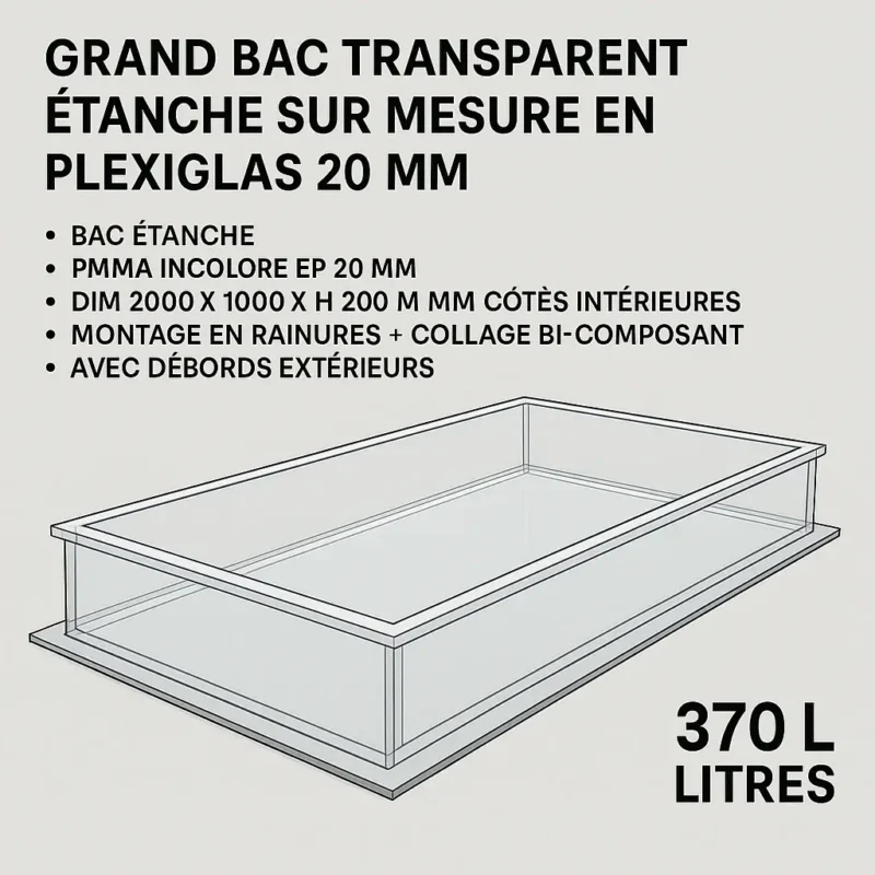 Grande vitrine en plexiglas transparent avec 5 étagères - Dimensions