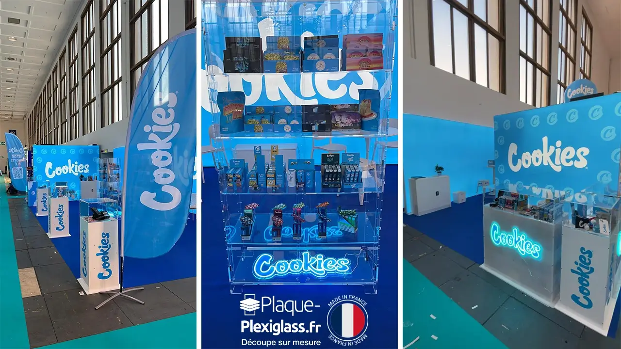 Vitrines d’exposition et pupitres sur mesure pour le salon professionnel du cannabis à Berlin en Allemagne
