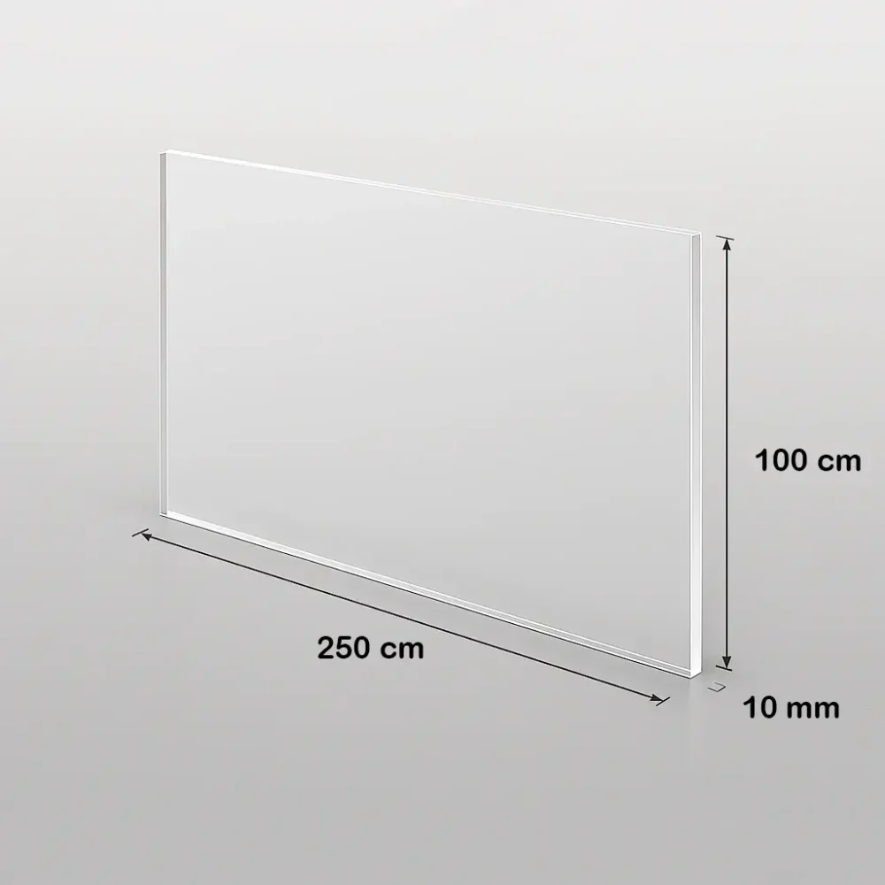 Découpe Plexiglass Transparent Coulé 10 mm 250 x 100 cm