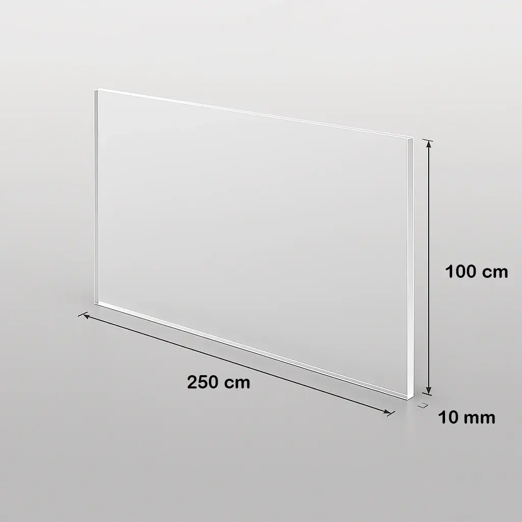 Découpe Plexiglass Transparent Coulé 10 mm 250 x 100 cm