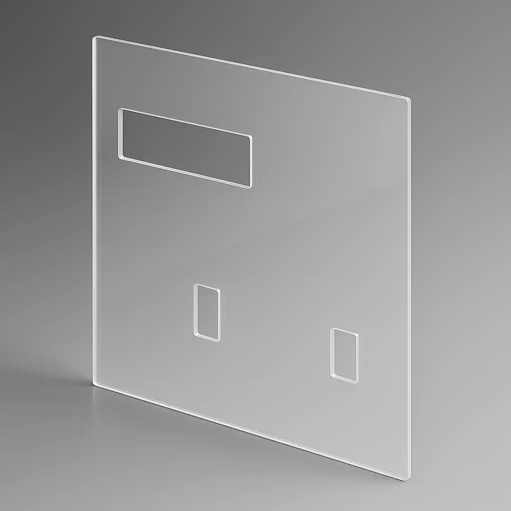 Plaque Plexiglas Coffret électrique 76 x 42 cm - Ep. 3 mm + 3 découpes intérieures