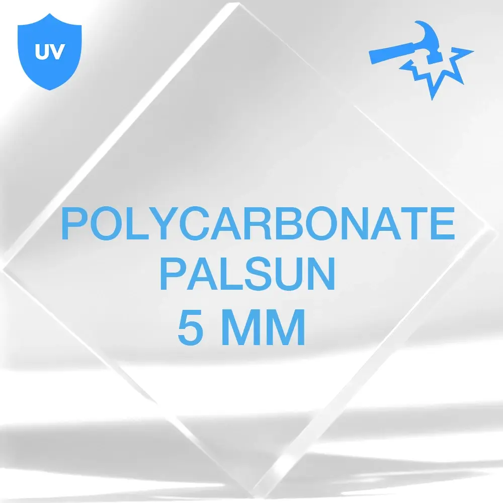 Plaque Polycarbonate Transparente Incolore Anti UV Double Face - 5 MM - 3 x 2 M - Palsun