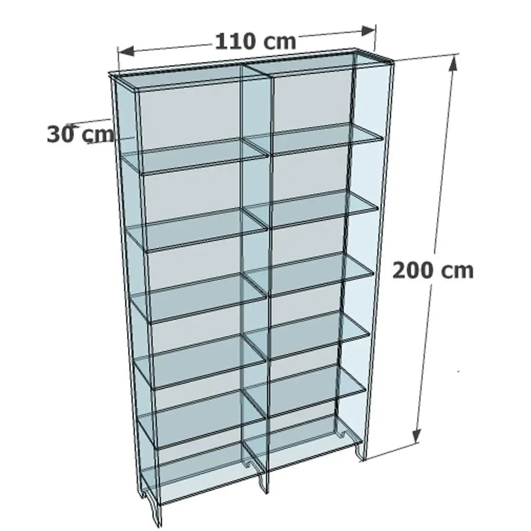 Grande Étagère Transparente Plexiglass – Hauteur 2 mètres