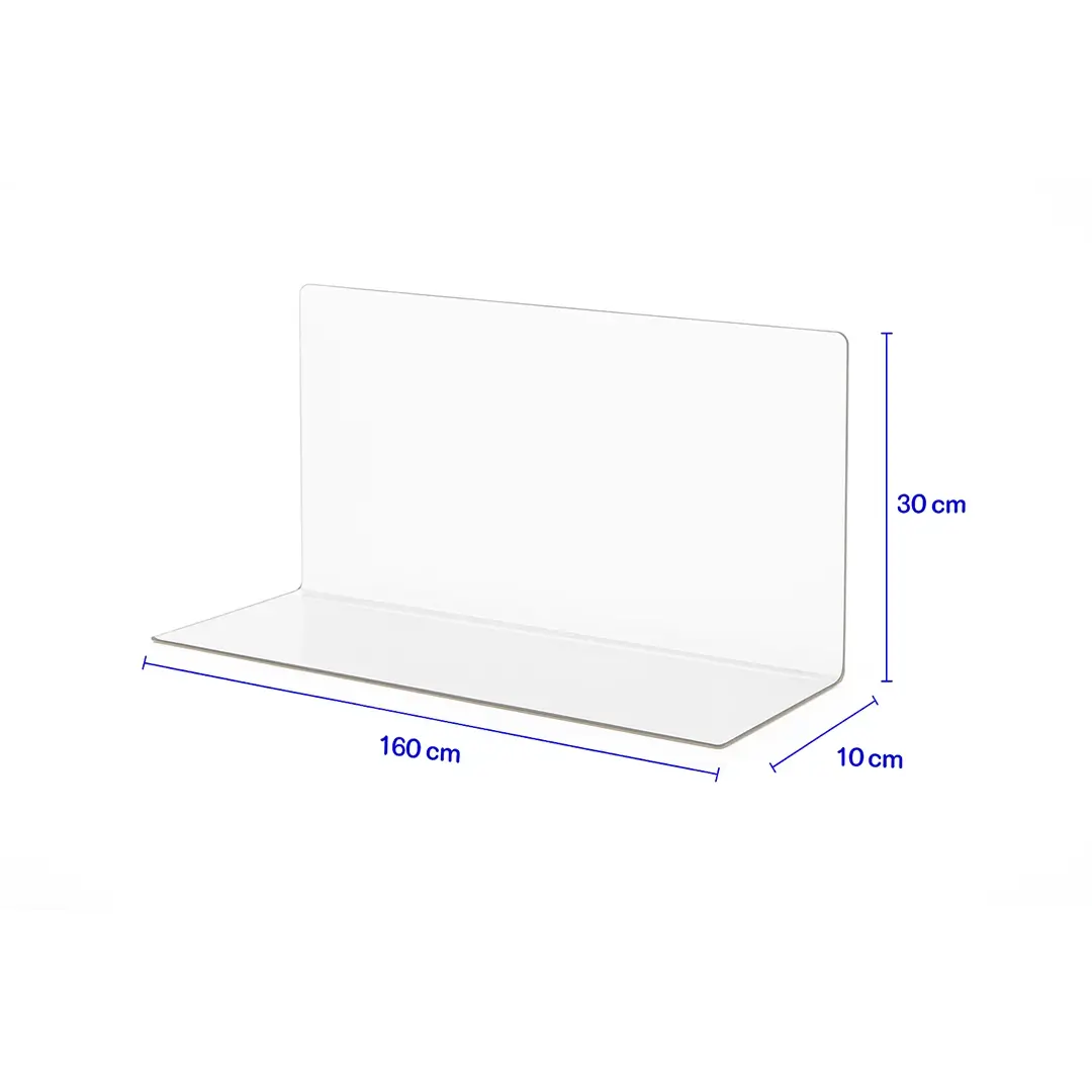 Plaque de Plexiglass en L – Epaisseur 5 mm CN – 160 × H 30 x P 10 cm