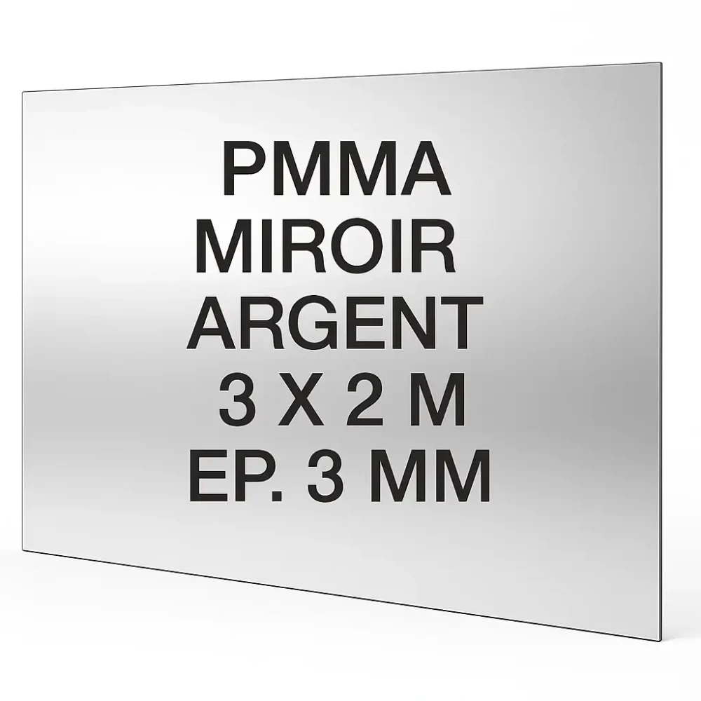 Plexiglass Miroir Argent 3 x 2 m Epaisseur 3 mm