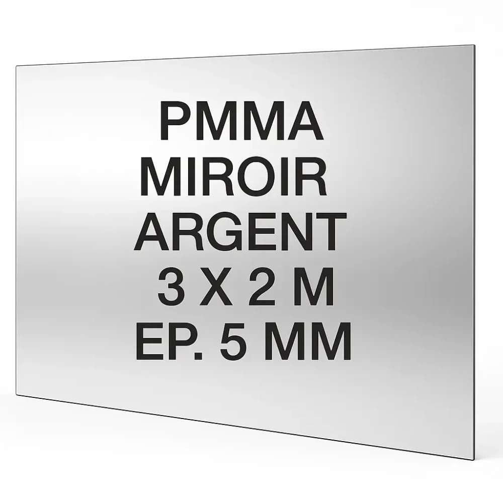 Plexiglass Miroir Argent 3 x 2 m Epaisseur 5 mm