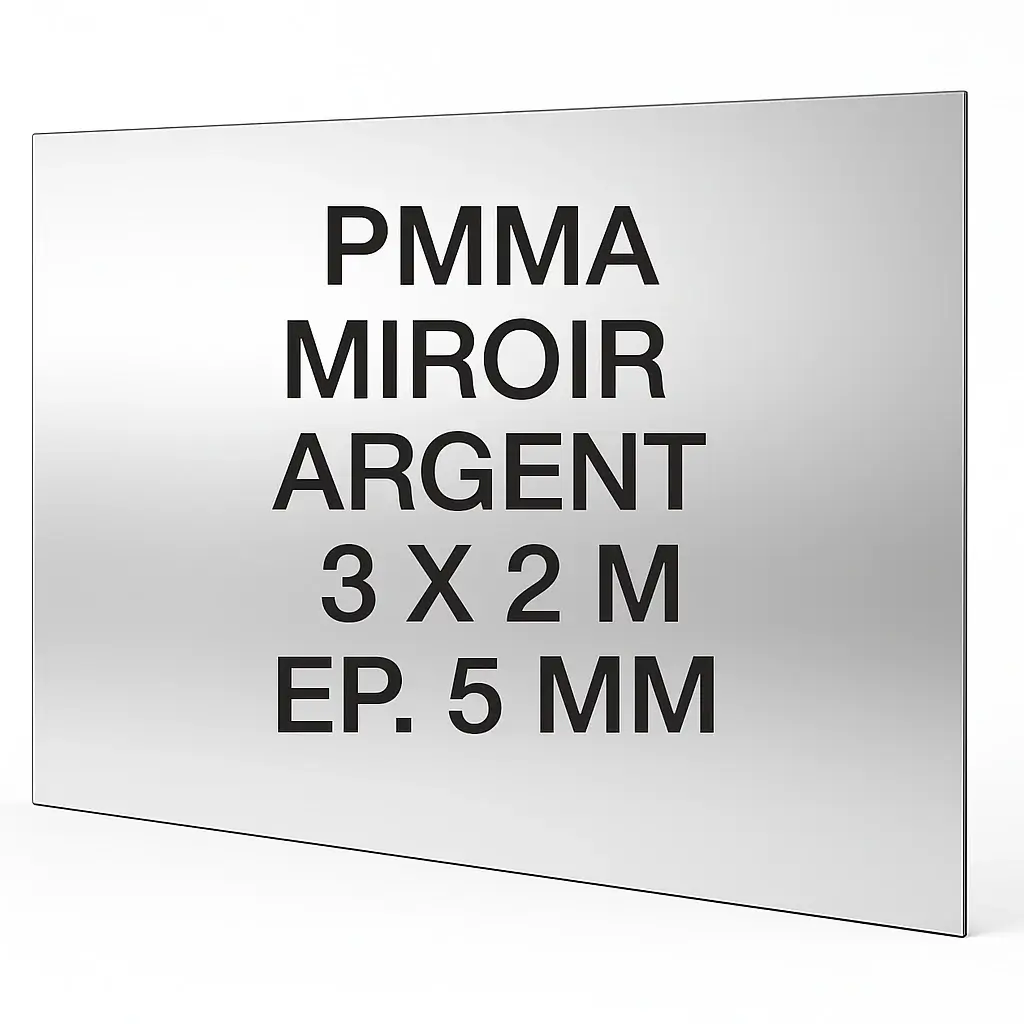 Plexiglass Miroir Argent 3 x 2 m Epaisseur 5 mm