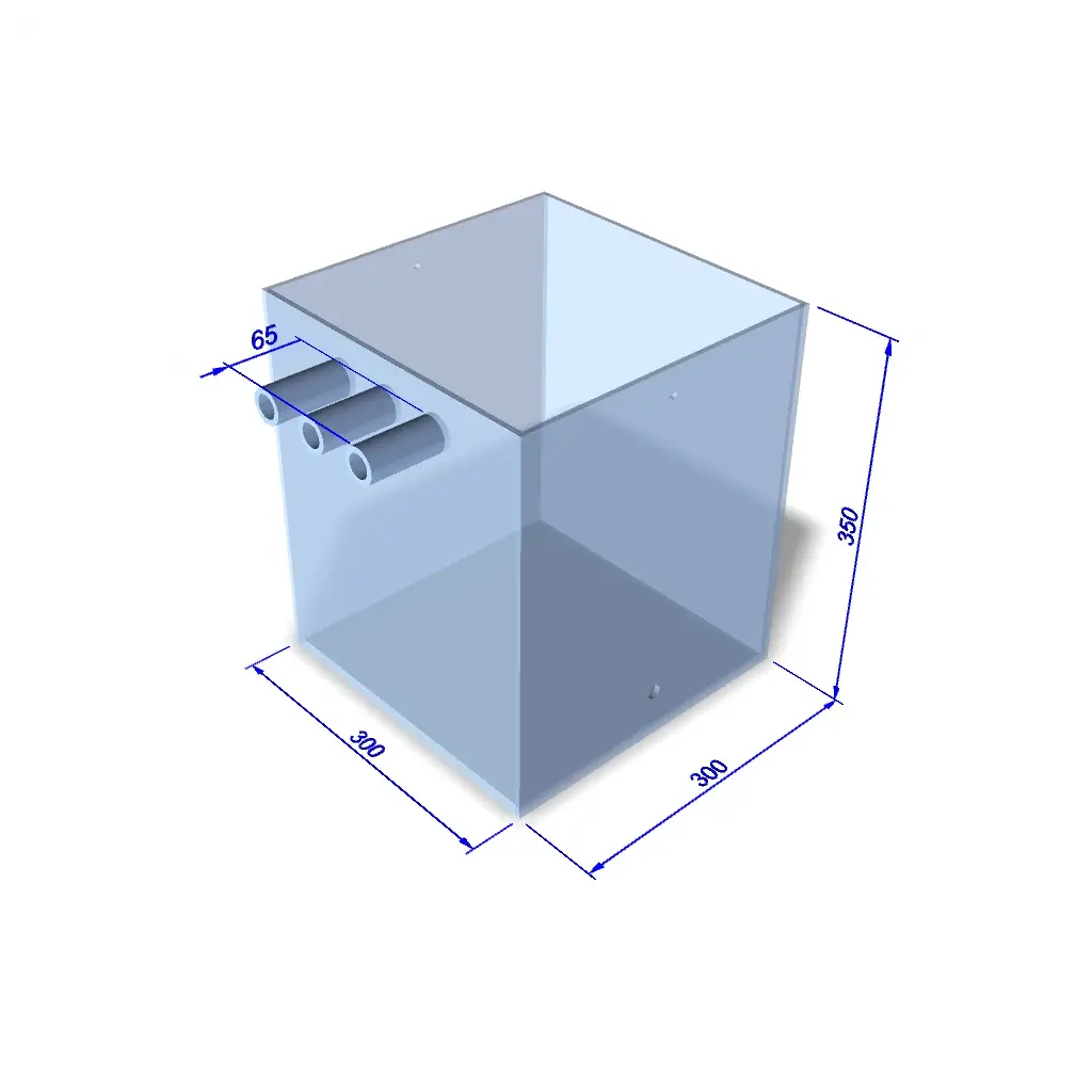 Réservoir étanche sur mesure en Plexiglass transparent 10 mm – avec cylindres et plateau