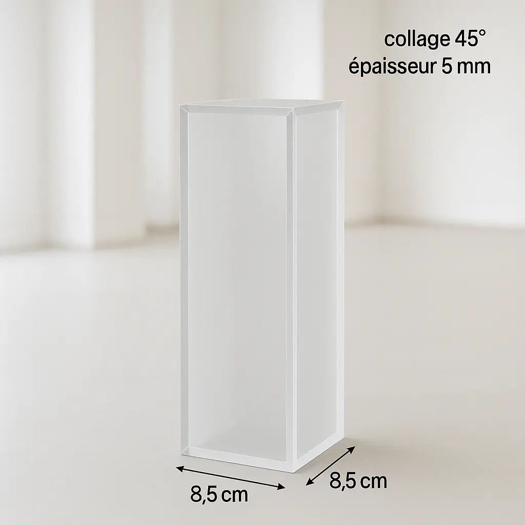 Boîte en plexiglass givré 8,5 x 8,5 x H 24 cm