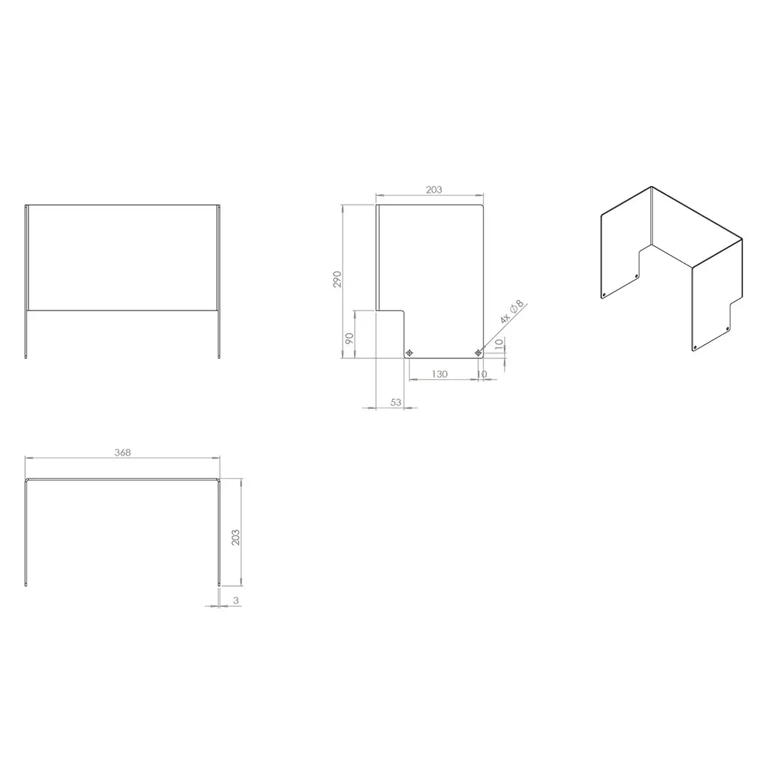 Capot de protection électrique transparent en Plexiglass plié sur mesure plan