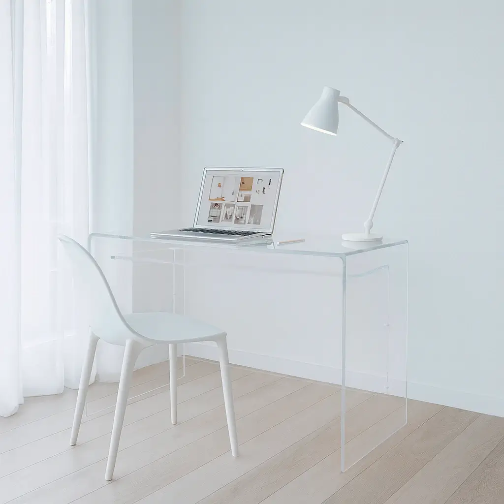 Bureau transparent Plexiglass Tablette