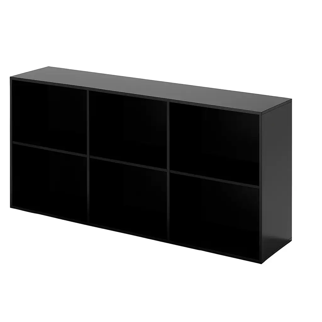 Bibliothèque Plexiglass noir brillant sur mesure épaisseur 10 mm avec fond 210 x 30 x 50 cm