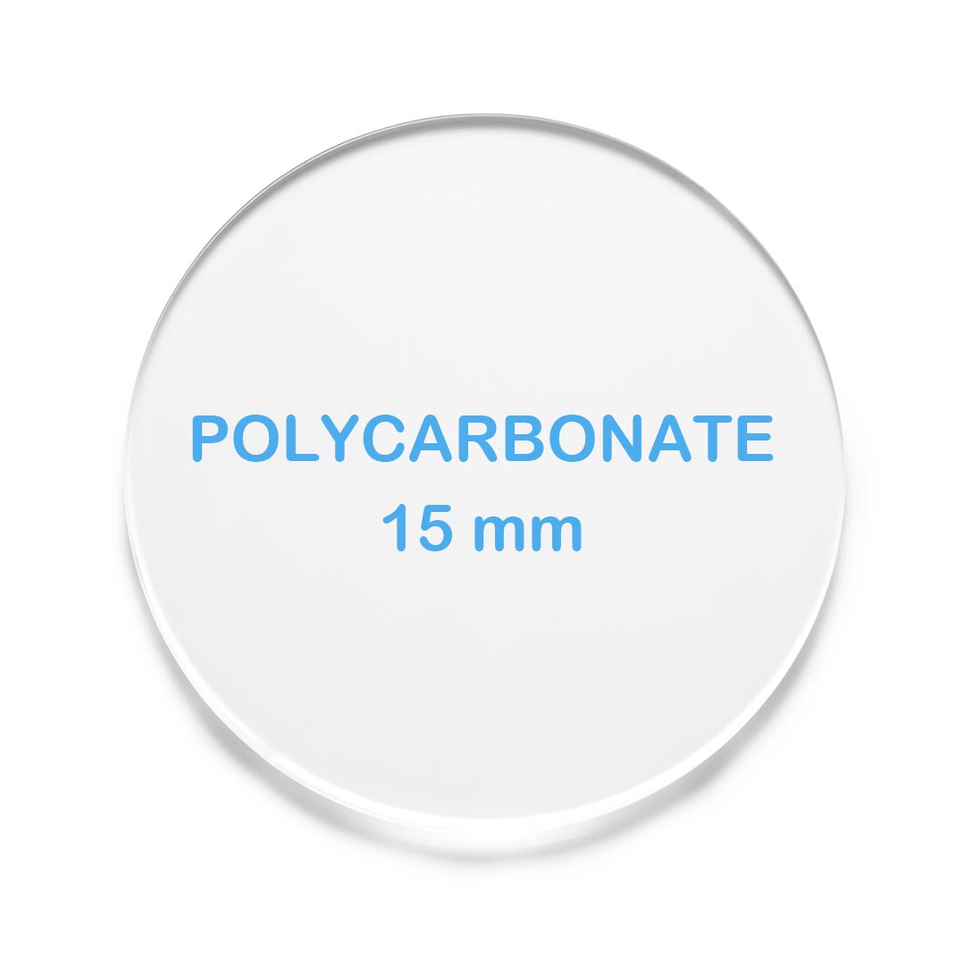 Polycarbonate rond transparent 15 mm sur mesure - Anti UV Recto / Verso