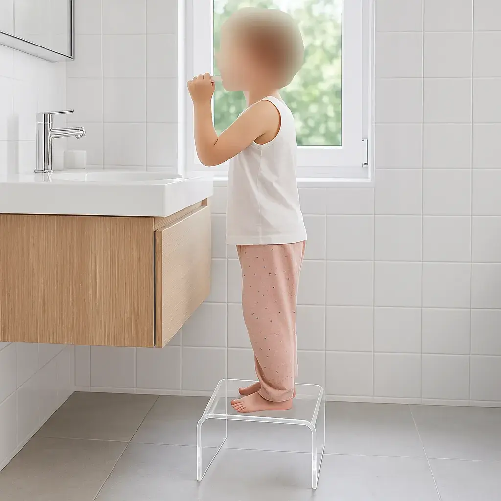 Tabouret transparent Plexiglas marche pied salle de bain