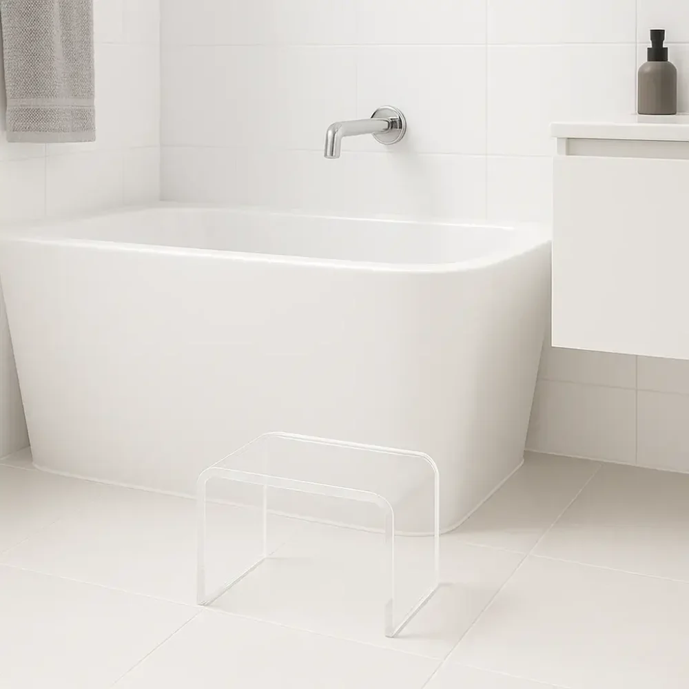 Tabouret transparent Plexiglass marche pied salle de bain