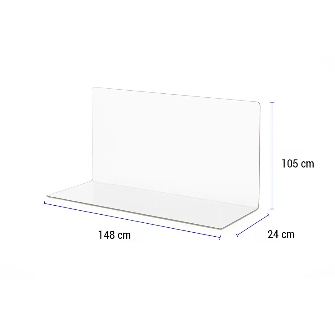Équerre en Plexiglas transparent plié 15 mm CN – 105 × 148 × 24 cm