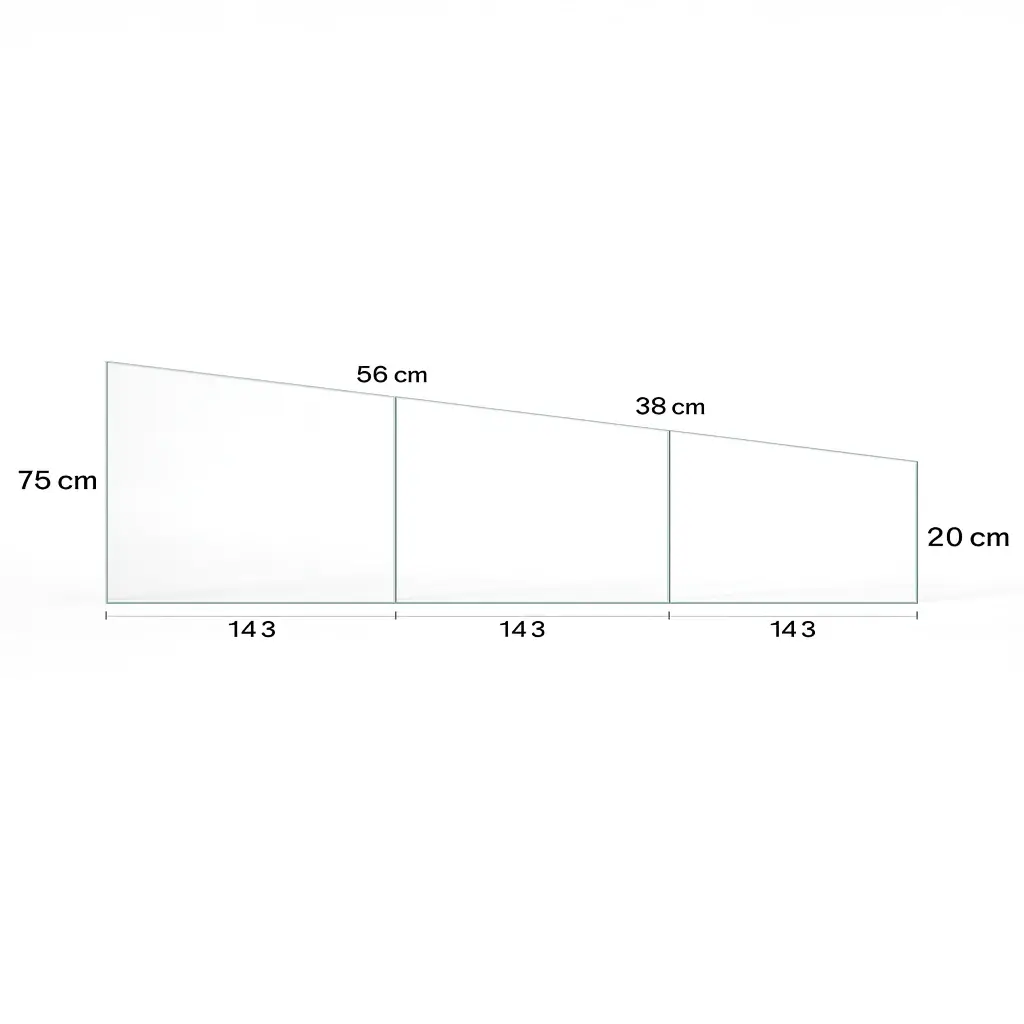 Fenêtre Trapèze Plexiglas Sur Mesure – 3 Plaques 4 mm 143 x 75 x 20 x 56 x 38 cm