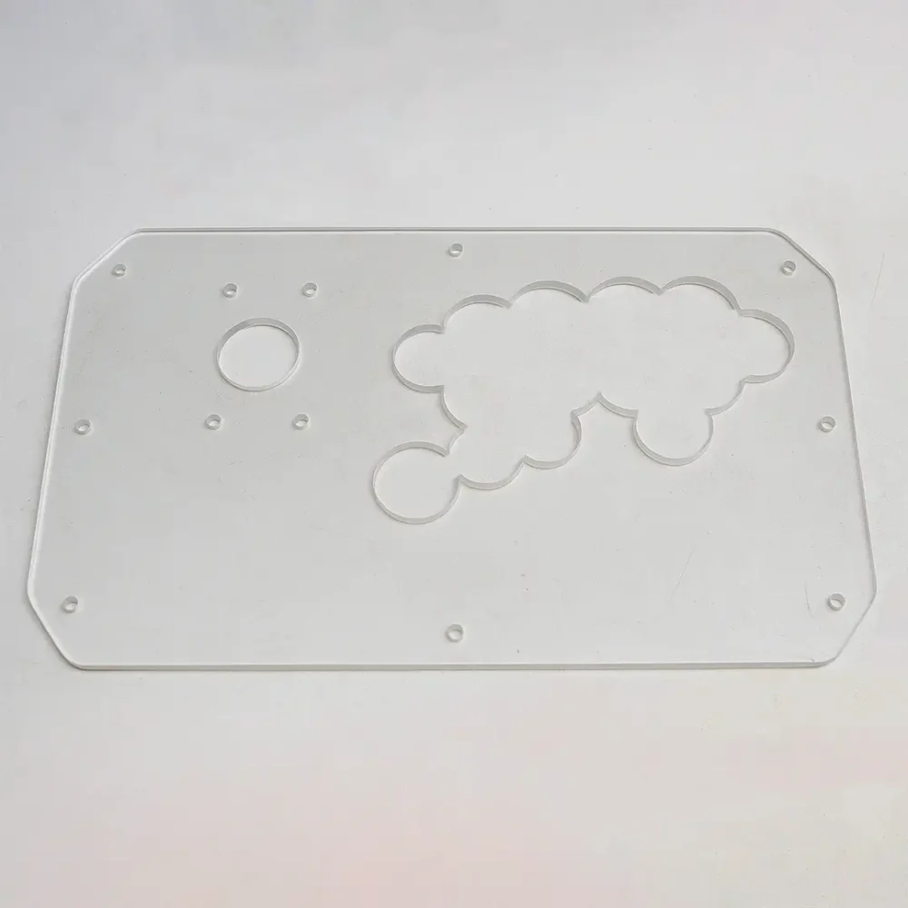 Plaque Plexiglass 3 mm pour Borne Arcade – Panel Joystick + Boutons (Layout A ENTH– 364,79 × 254,35 mm)