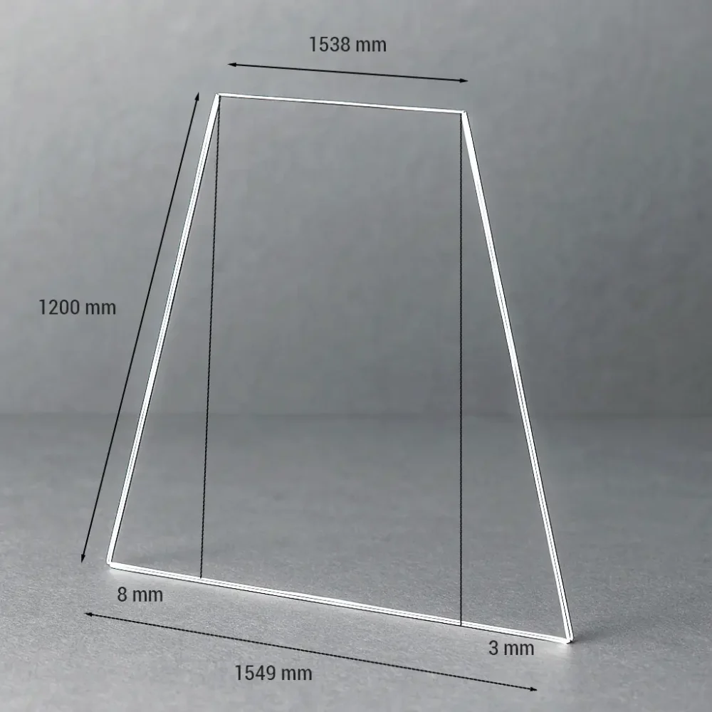 Plexiglass trapèze sur mesure 10 mm